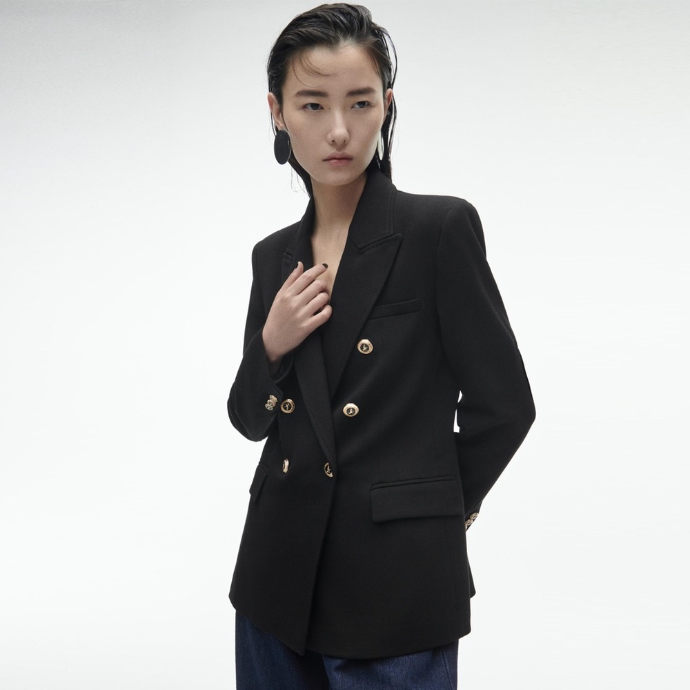 Zara - Double Breasted Tailored Blazer - Black